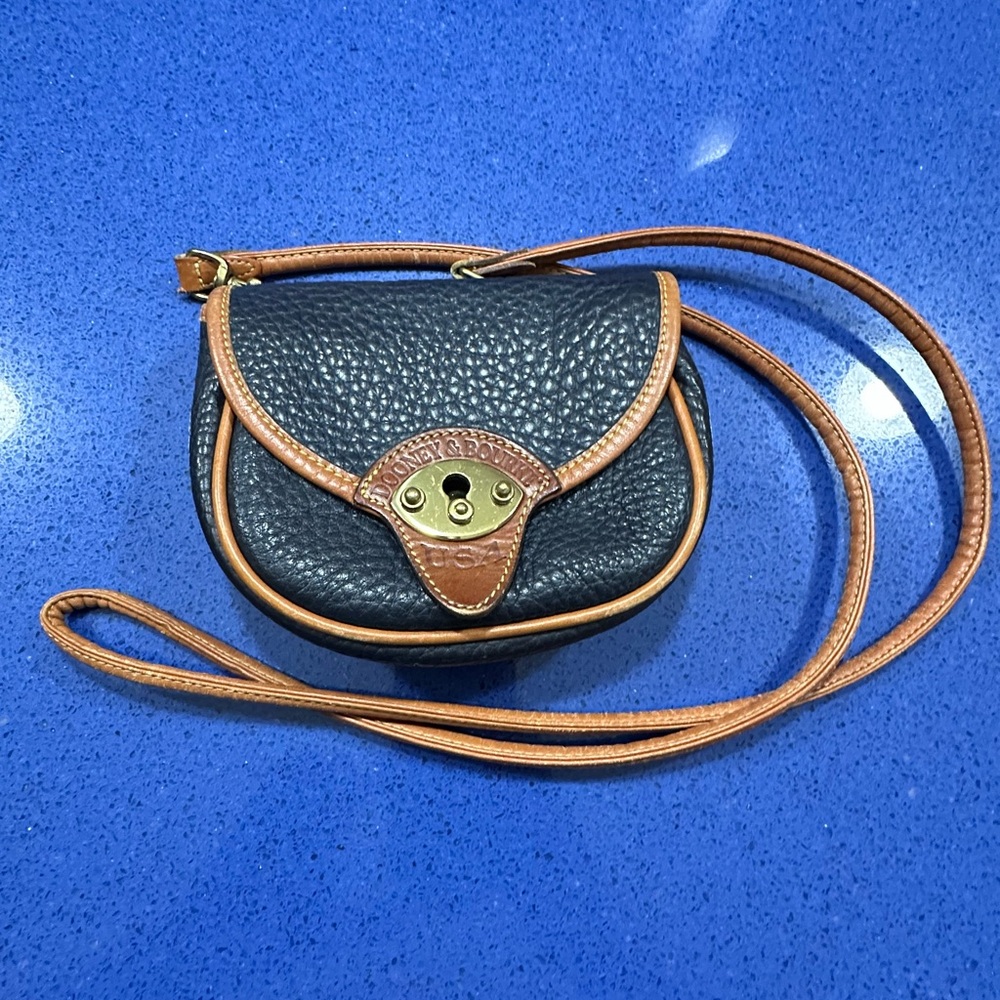 Dooney & Bourke Navy and Brown Leather Crossbody Bag